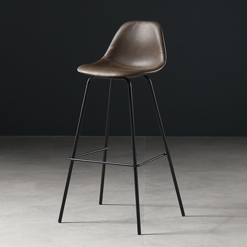 Faux Leather Dining Stools Contemporary Armless Bar Stools with Metal Base Dark Brown 1 Piece Clearhalo 'Bar Furniture' 'Bar Stools' 'bar_stools' 'furn' 'furn_bar_stools' 'Furniture' 'Kitchen & Dining Furniture' 6687038