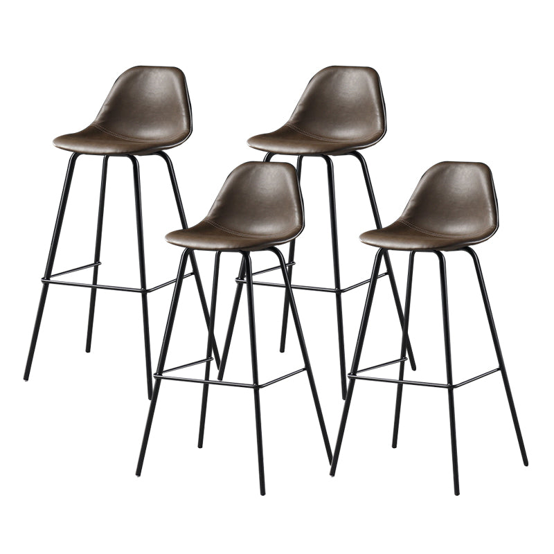 Faux Leather Dining Stools Contemporary Armless Bar Stools with Metal Base Dark Brown 4 Piece Set Clearhalo 'Bar Furniture' 'Bar Stools' 'bar_stools' 'furn' 'furn_bar_stools' 'Furniture' 'Kitchen & Dining Furniture' 6687040
