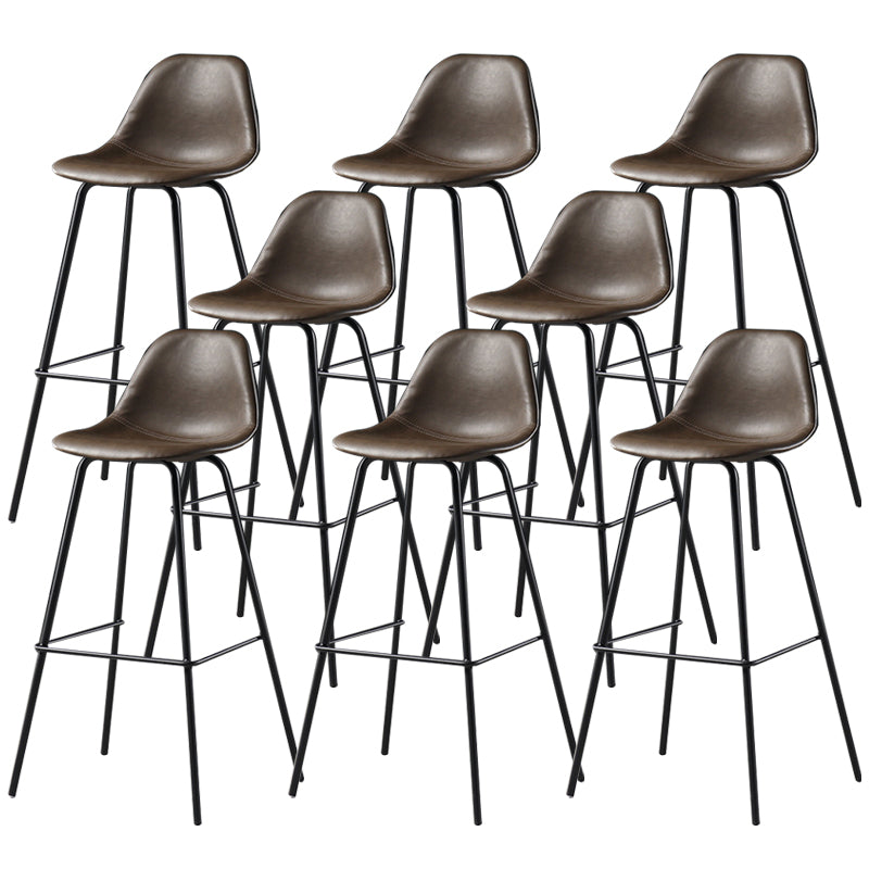 Faux Leather Dining Stools Contemporary Armless Bar Stools with Metal Base Dark Brown 8 Piece Set Clearhalo 'Bar Furniture' 'Bar Stools' 'bar_stools' 'furn' 'furn_bar_stools' 'Furniture' 'Kitchen & Dining Furniture' 6687042