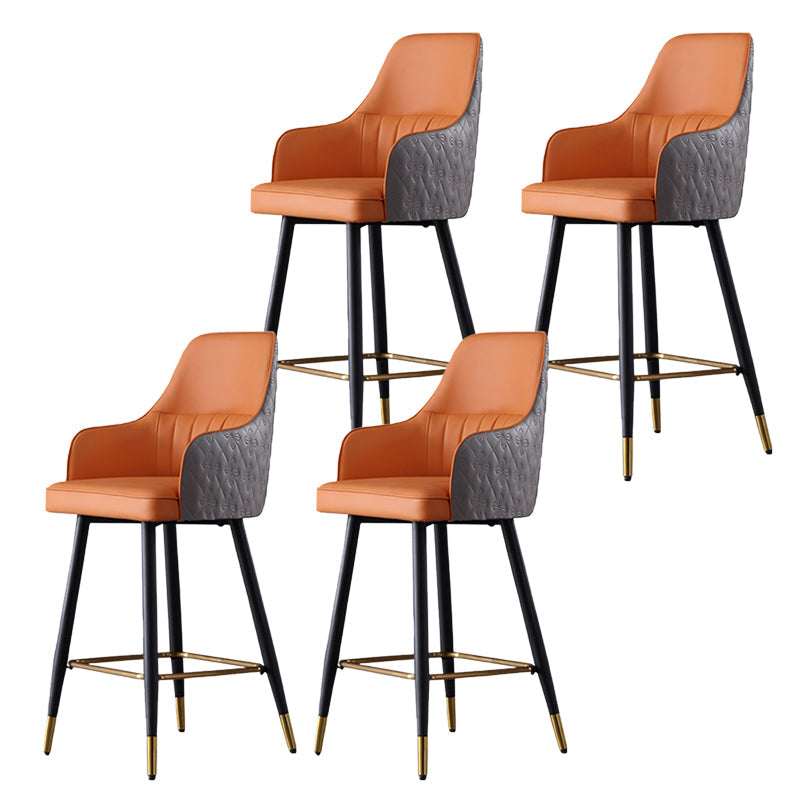 Taburete de bar de cuero glam taburete de respaldo armado taburete para sala de estar