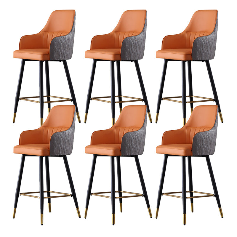 Taburete de bar de cuero glam taburete de respaldo armado taburete para sala de estar