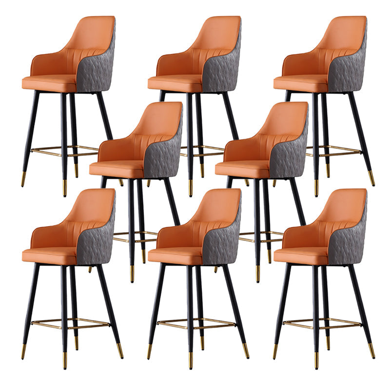 Taburete de bar de cuero glam taburete de respaldo armado taburete para sala de estar