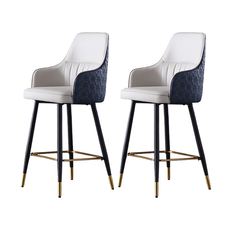 Taburete de bar de cuero glam taburete de respaldo armado taburete para sala de estar