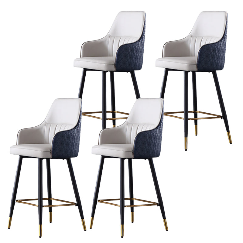 Taburete de bar de cuero glam taburete de respaldo armado taburete para sala de estar