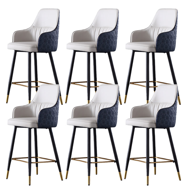 Taburete de bar de cuero glam taburete de respaldo armado taburete para sala de estar