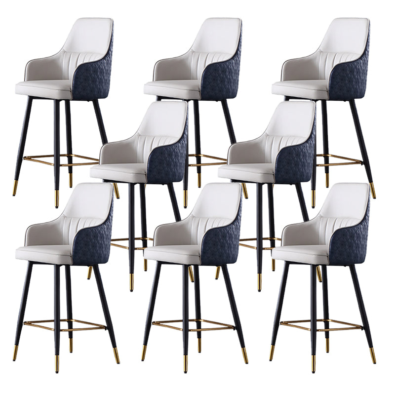 Taburete de bar de cuero glam taburete de respaldo armado taburete para sala de estar