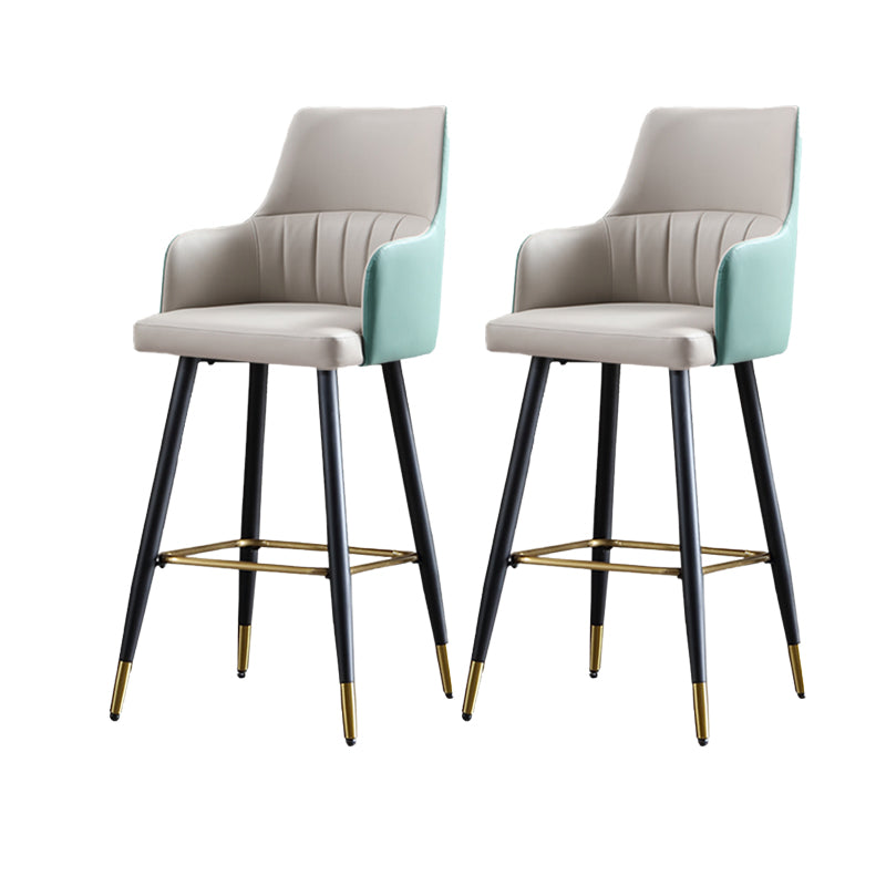 Taburete de bar de cuero glam taburete de respaldo armado taburete para sala de estar