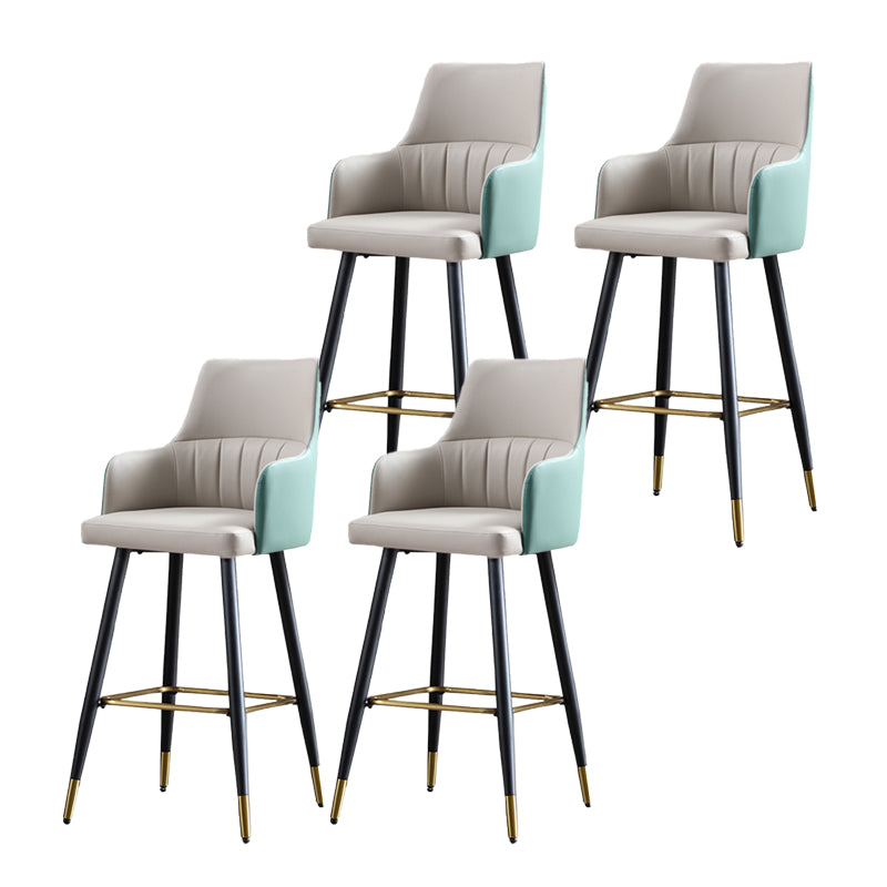 Taburete de bar de cuero glam taburete de respaldo armado taburete para sala de estar