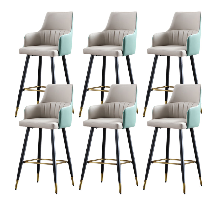 Taburete de bar de cuero glam taburete de respaldo armado taburete para sala de estar