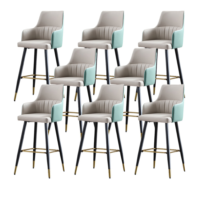 Taburete de bar de cuero glam taburete de respaldo armado taburete para sala de estar