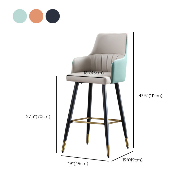 Taburete de bar de cuero glam taburete de respaldo armado taburete para sala de estar