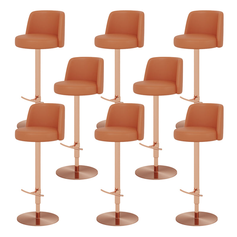Adjustable Swivel Bar Stool Leather Backrest Counter Stool for Bristol Rose Gold Orange 8 Piece Set Clearhalo 'Bar Furniture' 'Bar Stools' 'bar_stools' 'furn' 'furn_bar_stools' 'Furniture' 'Kitchen & Dining Furniture' 6687075