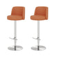 Adjustable Swivel Bar Stool Leather Backrest Counter Stool for Bristol Silver Orange 2 Piece Set Clearhalo 'Bar Furniture' 'Bar Stools' 'bar_stools' 'furn' 'furn_bar_stools' 'Furniture' 'Kitchen & Dining Furniture' 6687078