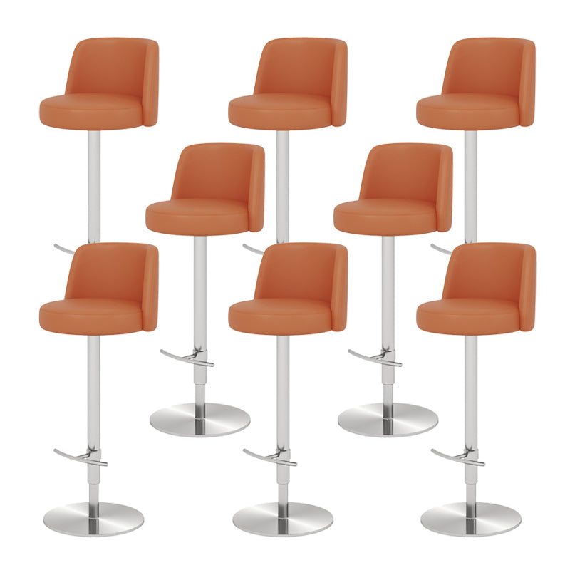 Adjustable Swivel Bar Stool Leather Backrest Counter Stool for Bristol Silver Orange 8 Piece Set Clearhalo 'Bar Furniture' 'Bar Stools' 'bar_stools' 'furn' 'furn_bar_stools' 'Furniture' 'Kitchen & Dining Furniture' 6687084
