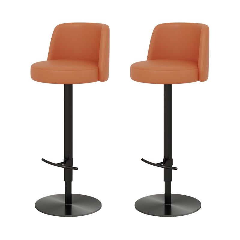 Adjustable Swivel Bar Stool Leather Backrest Counter Stool for Bristol Black Orange 2 Piece Set Clearhalo 'Bar Furniture' 'Bar Stools' 'bar_stools' 'furn' 'furn_bar_stools' 'Furniture' 'Kitchen & Dining Furniture' 6687086
