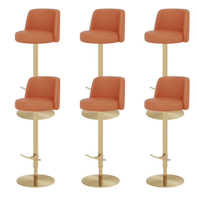 Adjustable Swivel Bar Stool Leather Backrest Counter Stool for Bristol Gold Orange 6 Piece Set Clearhalo 'Bar Furniture' 'Bar Stools' 'bar_stools' 'furn' 'furn_bar_stools' 'Furniture' 'Kitchen & Dining Furniture' 6687093