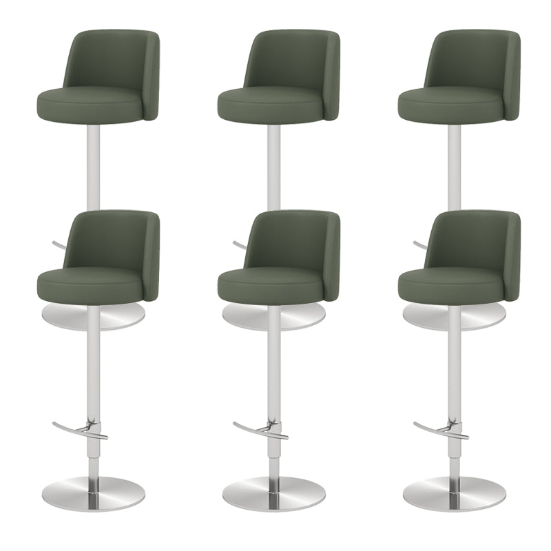 Adjustable Swivel Bar Stool Leather Backrest Counter Stool for Bristol Silver Green 6 Piece Set Clearhalo 'Bar Furniture' 'Bar Stools' 'bar_stools' 'furn' 'furn_bar_stools' 'Furniture' 'Kitchen & Dining Furniture' 6687098