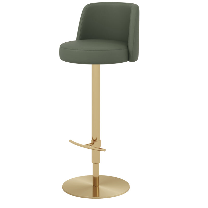 Adjustable Swivel Bar Stool Leather Backrest Counter Stool for Bristol Gold Green 1 Piece Clearhalo 'Bar Furniture' 'Bar Stools' 'bar_stools' 'furn' 'furn_bar_stools' 'Furniture' 'Kitchen & Dining Furniture' 6687100