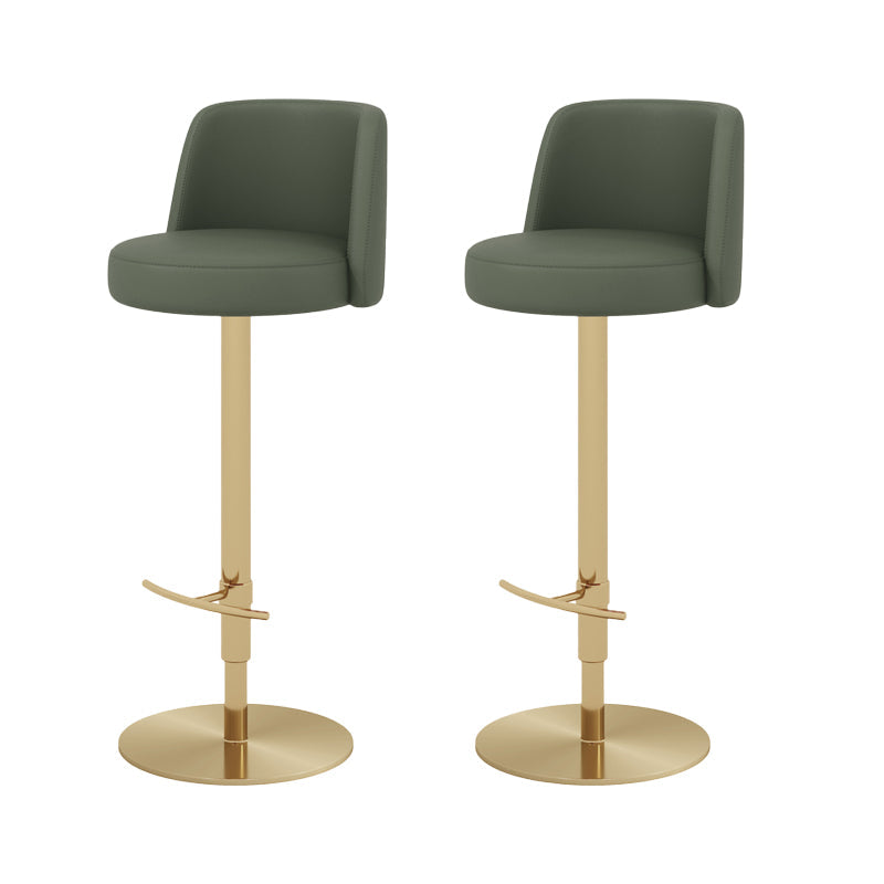 Adjustable Swivel Bar Stool Leather Backrest Counter Stool for Bristol Gold Green 2 Piece Set Clearhalo 'Bar Furniture' 'Bar Stools' 'bar_stools' 'furn' 'furn_bar_stools' 'Furniture' 'Kitchen & Dining Furniture' 6687101