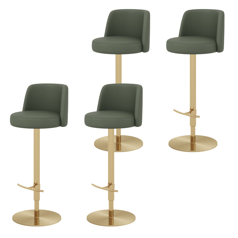 Adjustable Swivel Bar Stool Leather Backrest Counter Stool for Bristol Gold Green 4 Piece Set Clearhalo 'Bar Furniture' 'Bar Stools' 'bar_stools' 'furn' 'furn_bar_stools' 'Furniture' 'Kitchen & Dining Furniture' 6687102