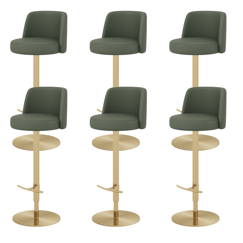 Adjustable Swivel Bar Stool Leather Backrest Counter Stool for Bristol Gold Green 6 Piece Set Clearhalo 'Bar Furniture' 'Bar Stools' 'bar_stools' 'furn' 'furn_bar_stools' 'Furniture' 'Kitchen & Dining Furniture' 6687103