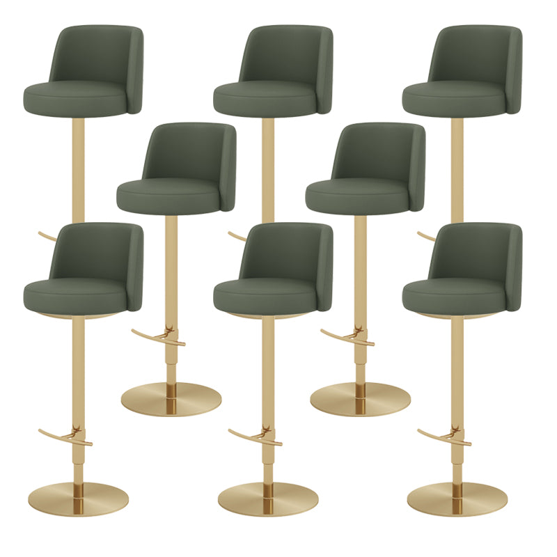 Adjustable Swivel Bar Stool Leather Backrest Counter Stool for Bristol Gold Green 8 Piece Set Clearhalo 'Bar Furniture' 'Bar Stools' 'bar_stools' 'furn' 'furn_bar_stools' 'Furniture' 'Kitchen & Dining Furniture' 6687104