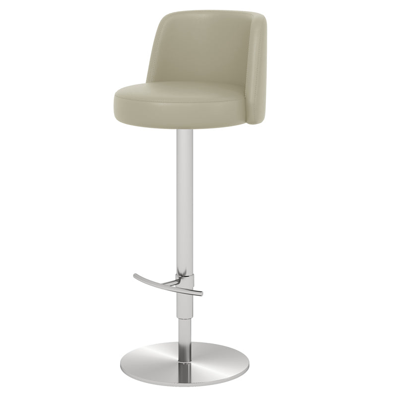 Adjustable Swivel Bar Stool Leather Backrest Counter Stool for Bristol Silver Light Gray 1 Piece Clearhalo 'Bar Furniture' 'Bar Stools' 'bar_stools' 'furn' 'furn_bar_stools' 'Furniture' 'Kitchen & Dining Furniture' 6687115