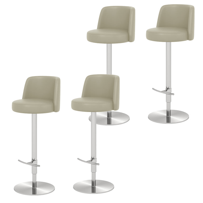 Adjustable Swivel Bar Stool Leather Backrest Counter Stool for Bristol Silver Light Gray 4 Piece Set Clearhalo 'Bar Furniture' 'Bar Stools' 'bar_stools' 'furn' 'furn_bar_stools' 'Furniture' 'Kitchen & Dining Furniture' 6687117