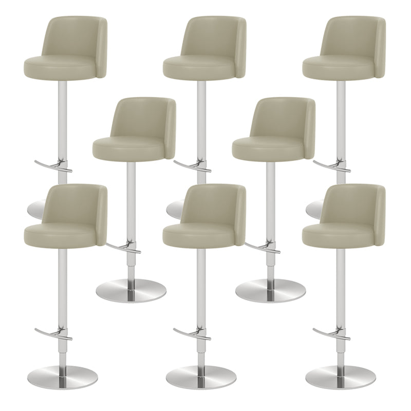 Adjustable Swivel Bar Stool Leather Backrest Counter Stool for Bristol Silver Light Gray 8 Piece Set Clearhalo 'Bar Furniture' 'Bar Stools' 'bar_stools' 'furn' 'furn_bar_stools' 'Furniture' 'Kitchen & Dining Furniture' 6687119