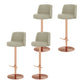 Adjustable Swivel Bar Stool Leather Backrest Counter Stool for Bristol Rose Gold Light Gray 4 Piece Set Clearhalo 'Bar Furniture' 'Bar Stools' 'bar_stools' 'furn' 'furn_bar_stools' 'Furniture' 'Kitchen & Dining Furniture' 6687127