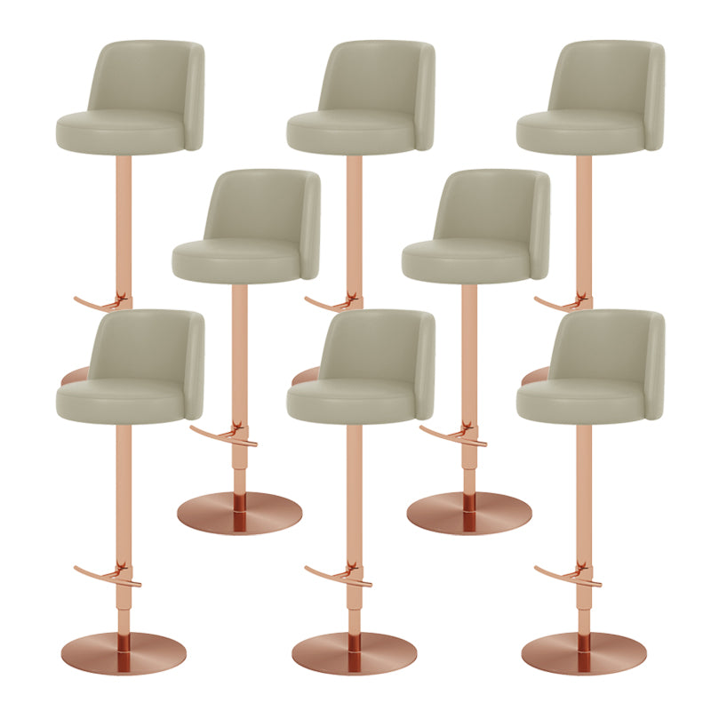 Adjustable Swivel Bar Stool Leather Backrest Counter Stool for Bristol Rose Gold Light Gray 8 Piece Set Clearhalo 'Bar Furniture' 'Bar Stools' 'bar_stools' 'furn' 'furn_bar_stools' 'Furniture' 'Kitchen & Dining Furniture' 6687129