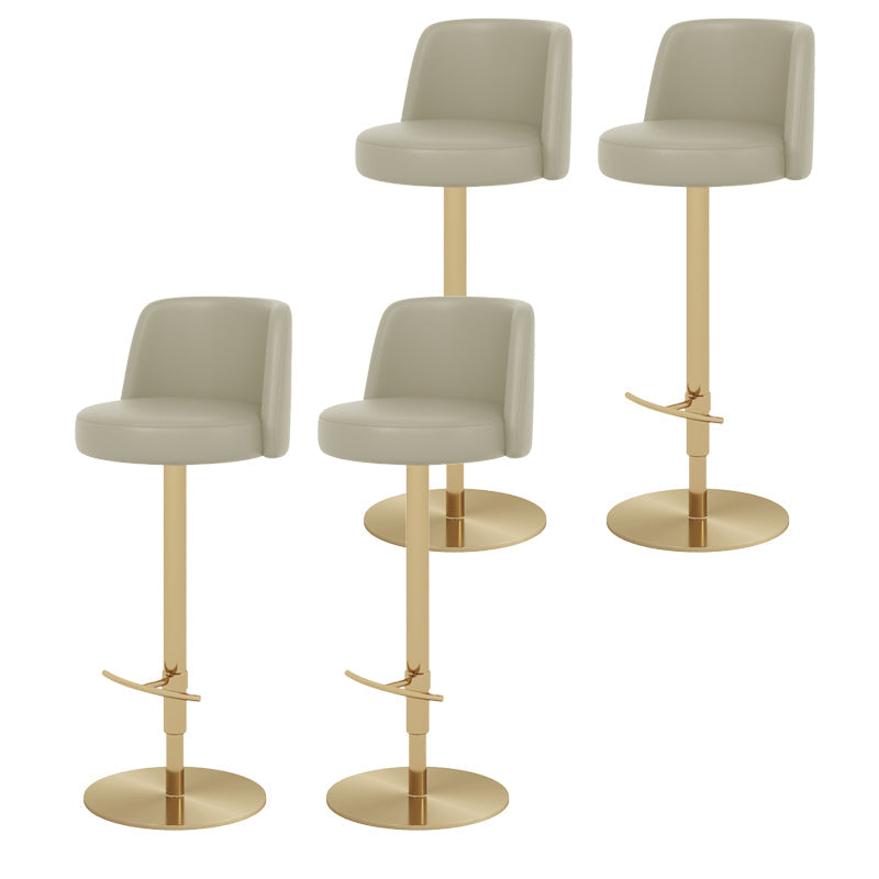 Adjustable Swivel Bar Stool Leather Backrest Counter Stool for Bristol Gold Light Gray 4 Piece Set Clearhalo 'Bar Furniture' 'Bar Stools' 'bar_stools' 'furn' 'furn_bar_stools' 'Furniture' 'Kitchen & Dining Furniture' 6687132