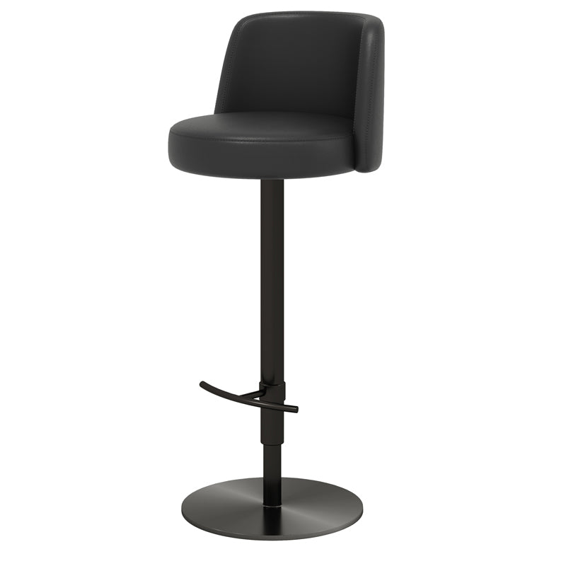 Adjustable Swivel Bar Stool Leather Backrest Counter Stool for Bristol Black Black 1 Piece Clearhalo 'Bar Furniture' 'Bar Stools' 'bar_stools' 'furn' 'furn_bar_stools' 'Furniture' 'Kitchen & Dining Furniture' 6687135