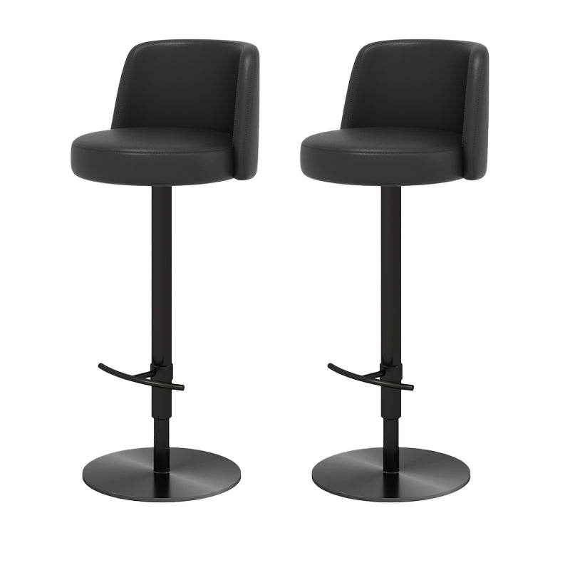 Adjustable Swivel Bar Stool Leather Backrest Counter Stool for Bristol Black Black 2 Piece Set Clearhalo 'Bar Furniture' 'Bar Stools' 'bar_stools' 'furn' 'furn_bar_stools' 'Furniture' 'Kitchen & Dining Furniture' 6687136