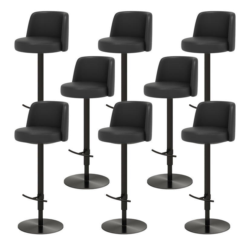 Adjustable Swivel Bar Stool Leather Backrest Counter Stool for Bristol Black Black 8 Piece Set Clearhalo 'Bar Furniture' 'Bar Stools' 'bar_stools' 'furn' 'furn_bar_stools' 'Furniture' 'Kitchen & Dining Furniture' 6687139