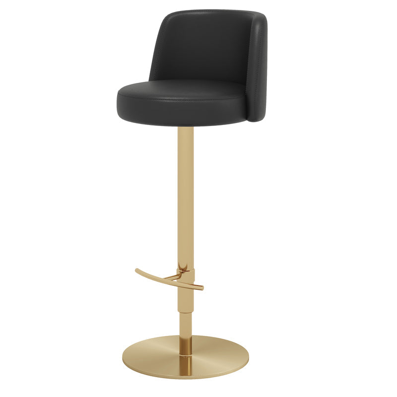 Adjustable Swivel Bar Stool Leather Backrest Counter Stool for Bristol Gold Black 1 Piece Clearhalo 'Bar Furniture' 'Bar Stools' 'bar_stools' 'furn' 'furn_bar_stools' 'Furniture' 'Kitchen & Dining Furniture' 6687140