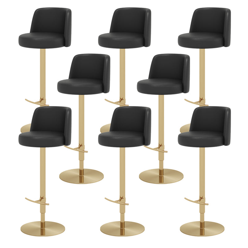 Adjustable Swivel Bar Stool Leather Backrest Counter Stool for Bristol Gold Black 8 Piece Set Clearhalo 'Bar Furniture' 'Bar Stools' 'bar_stools' 'furn' 'furn_bar_stools' 'Furniture' 'Kitchen & Dining Furniture' 6687144