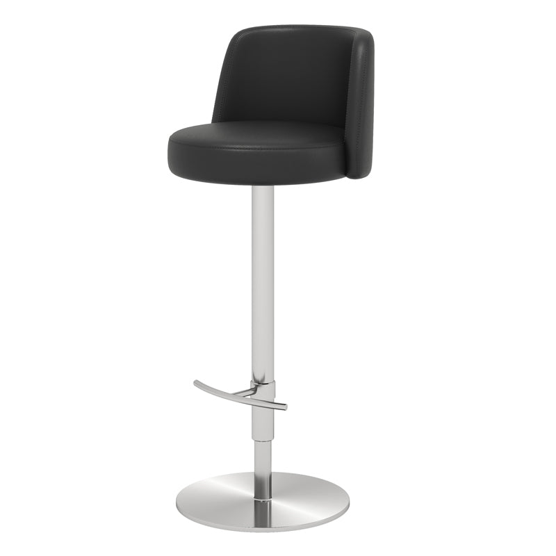 Adjustable Swivel Bar Stool Leather Backrest Counter Stool for Bristol Silver Black 1 Piece Clearhalo 'Bar Furniture' 'Bar Stools' 'bar_stools' 'furn' 'furn_bar_stools' 'Furniture' 'Kitchen & Dining Furniture' 6687145