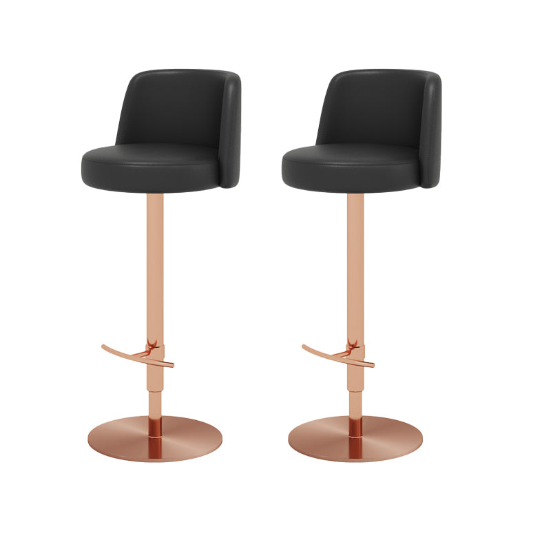 Adjustable Swivel Bar Stool Leather Backrest Counter Stool for Bristol Rose Gold Black 2 Piece Set Clearhalo 'Bar Furniture' 'Bar Stools' 'bar_stools' 'furn' 'furn_bar_stools' 'Furniture' 'Kitchen & Dining Furniture' 6687151