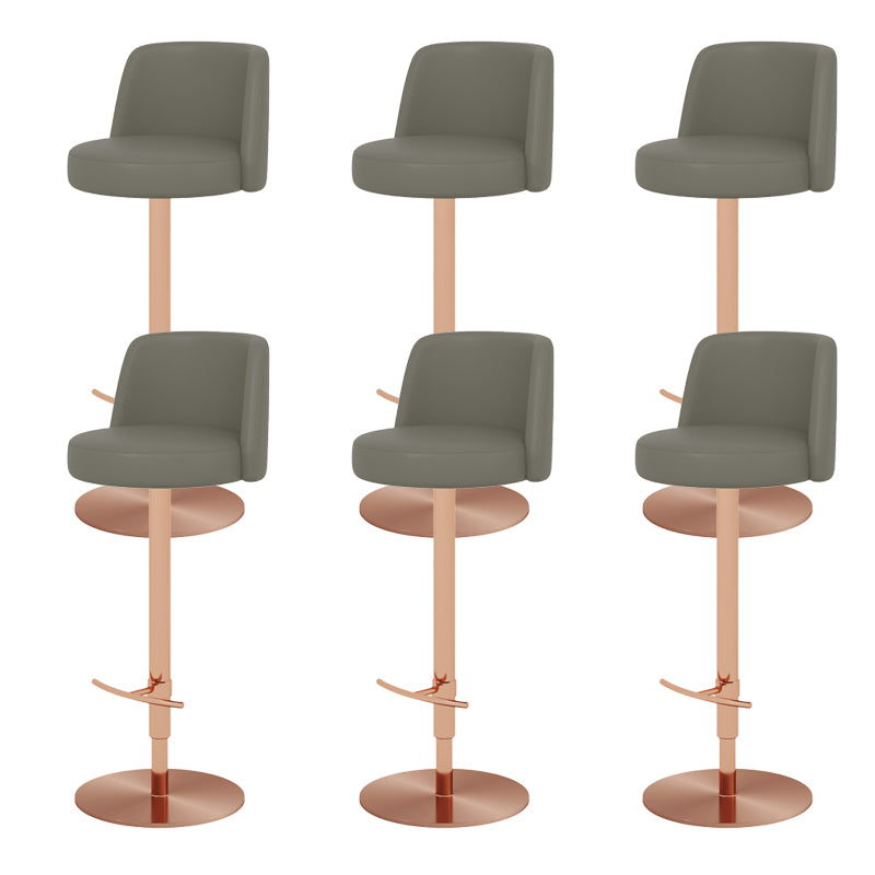 Adjustable Swivel Bar Stool Leather Backrest Counter Stool for Bristol Rose Gold Dark Gray 6 Piece Set Clearhalo 'Bar Furniture' 'Bar Stools' 'bar_stools' 'furn' 'furn_bar_stools' 'Furniture' 'Kitchen & Dining Furniture' 6687163