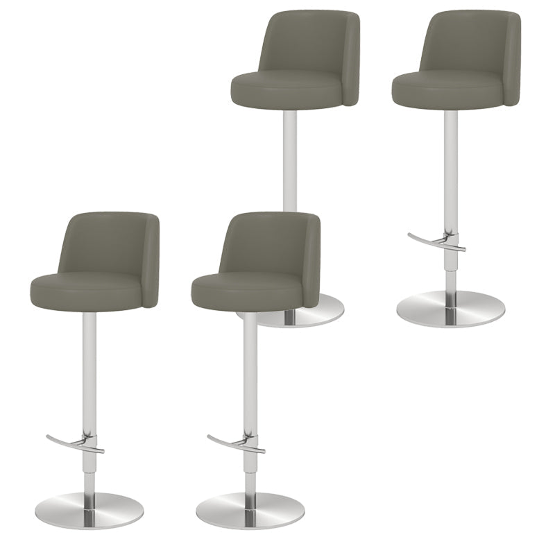 Adjustable Swivel Bar Stool Leather Backrest Counter Stool for Bristol Silver Dark Gray 4 Piece Set Clearhalo 'Bar Furniture' 'Bar Stools' 'bar_stools' 'furn' 'furn_bar_stools' 'Furniture' 'Kitchen & Dining Furniture' 6687167