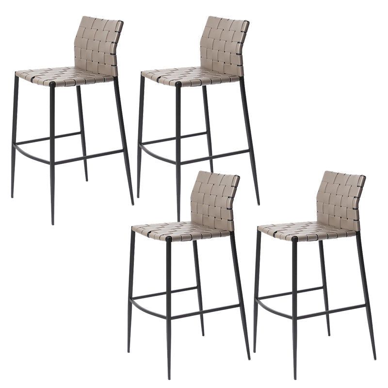 Moderner Leder Barhocker Rückenlehne 4 -Bein Counterhocker für Bristol