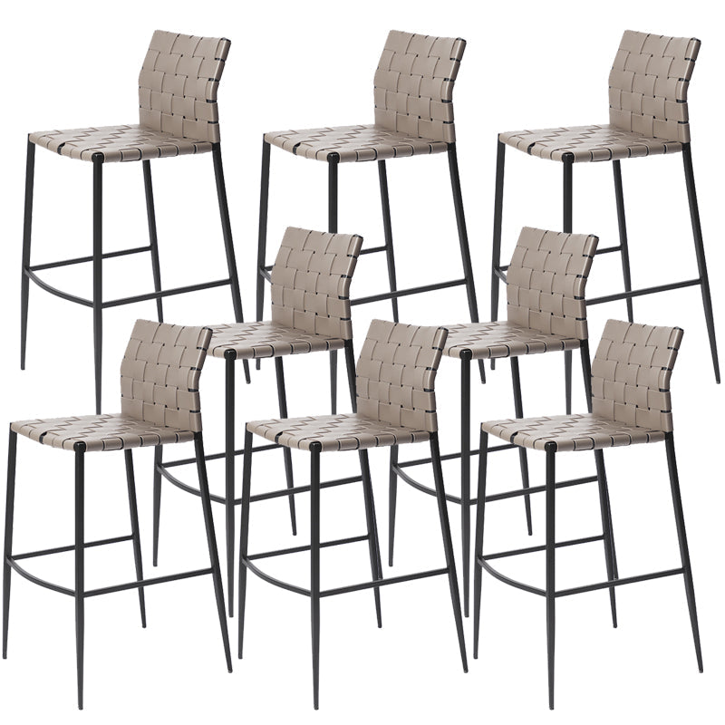 Moderner Leder Barhocker Rückenlehne 4 -Bein Counterhocker für Bristol