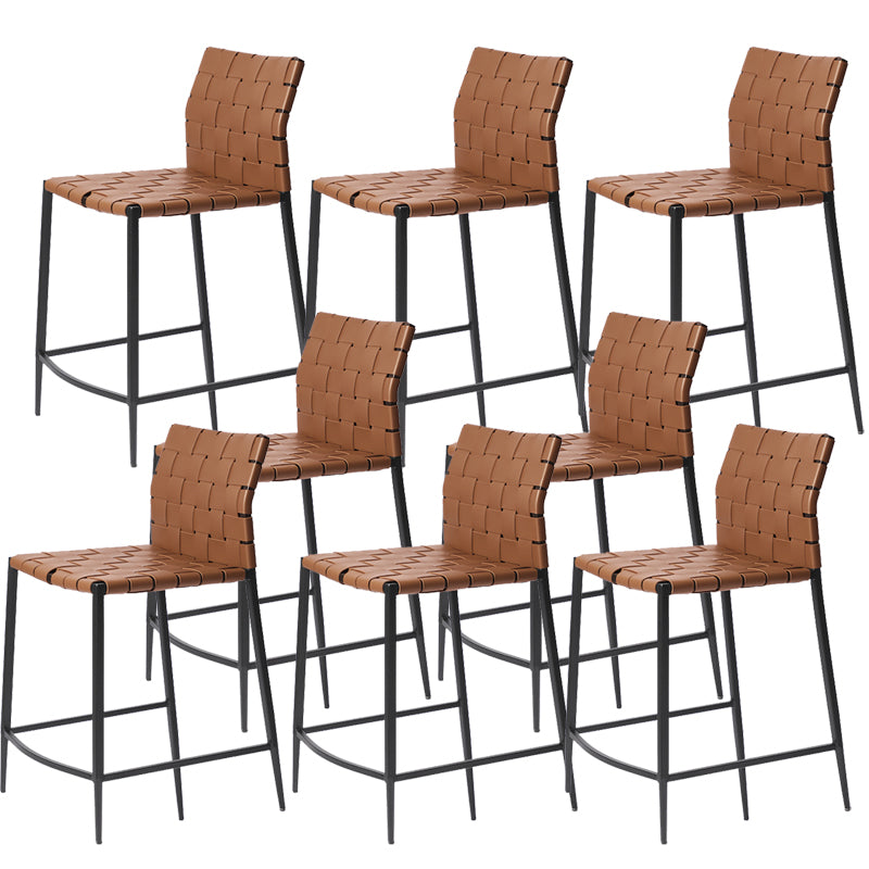 Moderner Leder Barhocker Rückenlehne 4 -Bein Counterhocker für Bristol