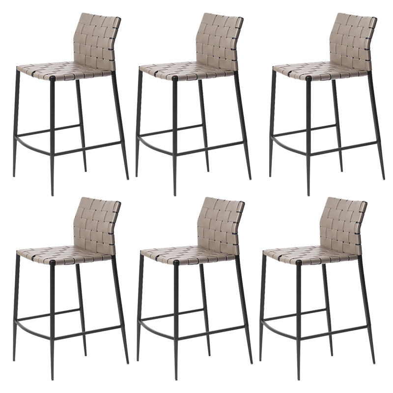 Moderner Leder Barhocker Rückenlehne 4 -Bein Counterhocker für Bristol