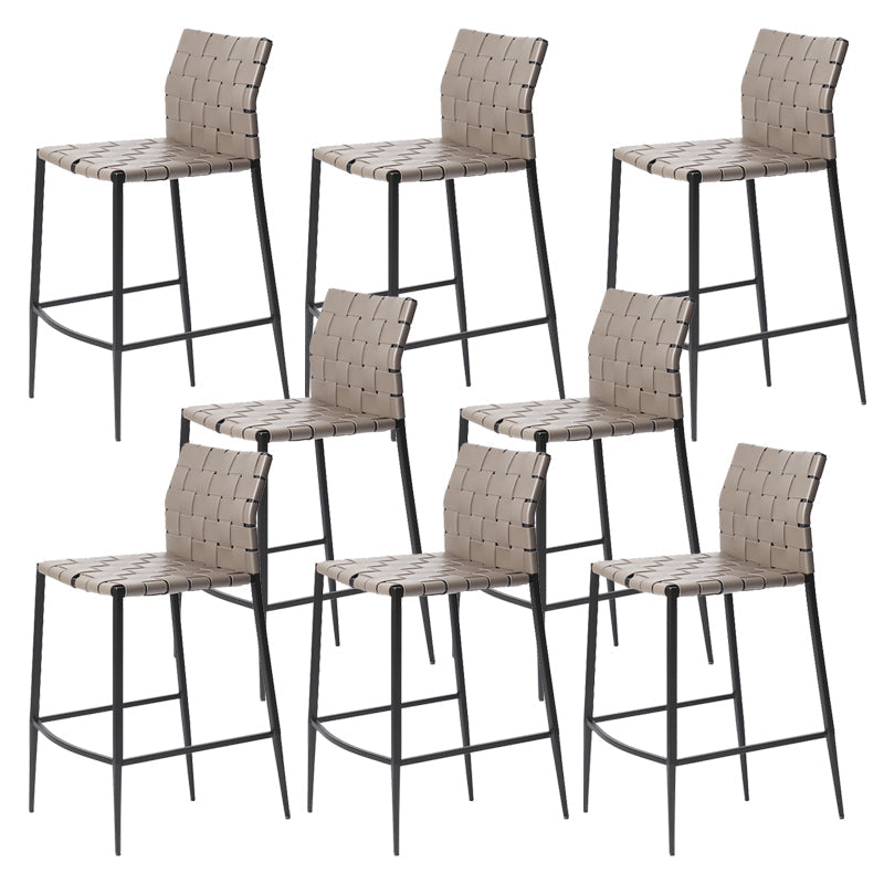 Moderner Leder Barhocker Rückenlehne 4 -Bein Counterhocker für Bristol