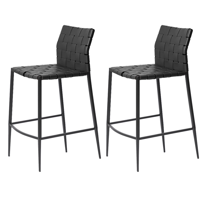 Moderner Leder Barhocker Rückenlehne 4 -Bein Counterhocker für Bristol