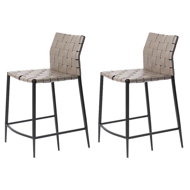 Moderner Leder Barhocker Rückenlehne 4 -Bein Counterhocker für Bristol