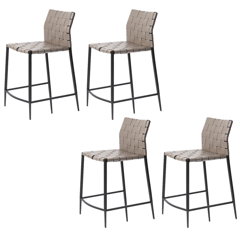 Moderner Leder Barhocker Rückenlehne 4 -Bein Counterhocker für Bristol