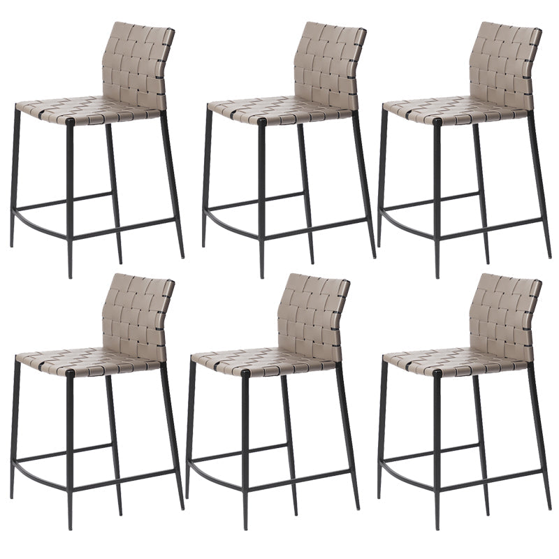 Moderner Leder Barhocker Rückenlehne 4 -Bein Counterhocker für Bristol